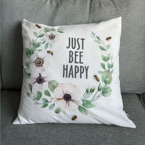 bee happy pillow cover